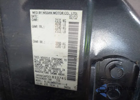 2012 Nissan Maxima 3.5 S from USA, damaged, VIN 1N4AA5AP1CC833745